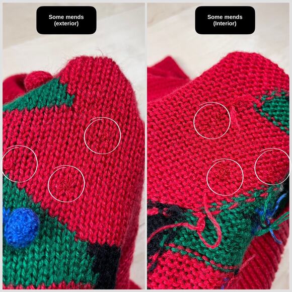 Vintage 1980s Red Christmas Tree 3D Graphic Holiday Sweater - Picture 5 of 8